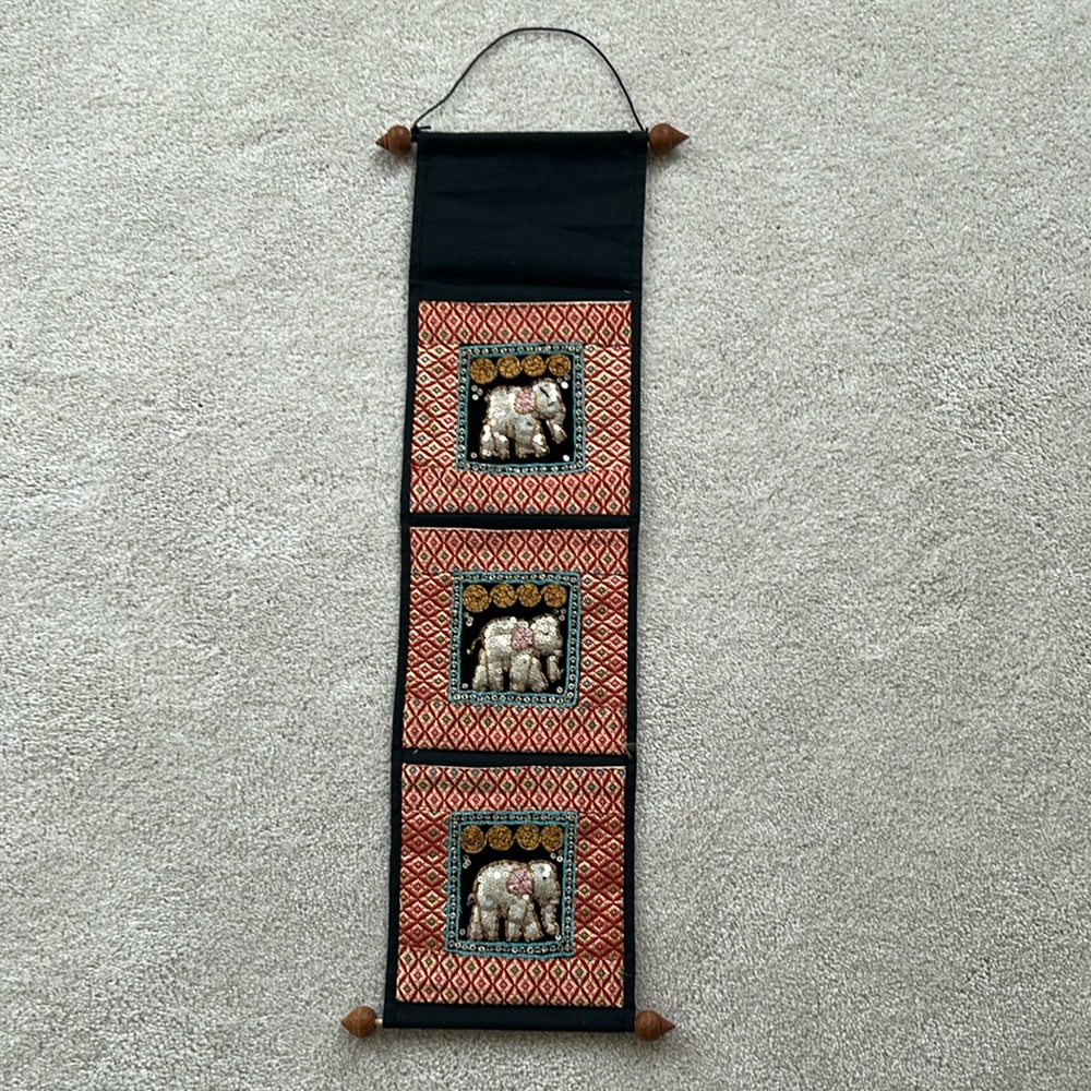 Thailand Elephant 3 Pocket Hanging Mail Holder